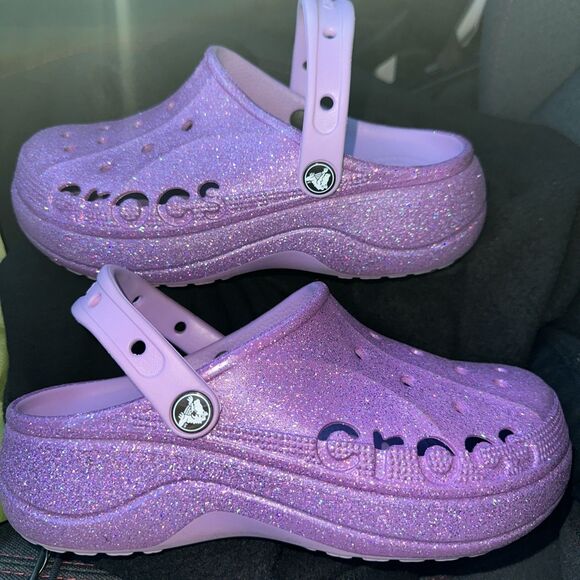 Crocs Shoes - Crocs Baya Purple, Glitter Clog shoe's size 9 Women